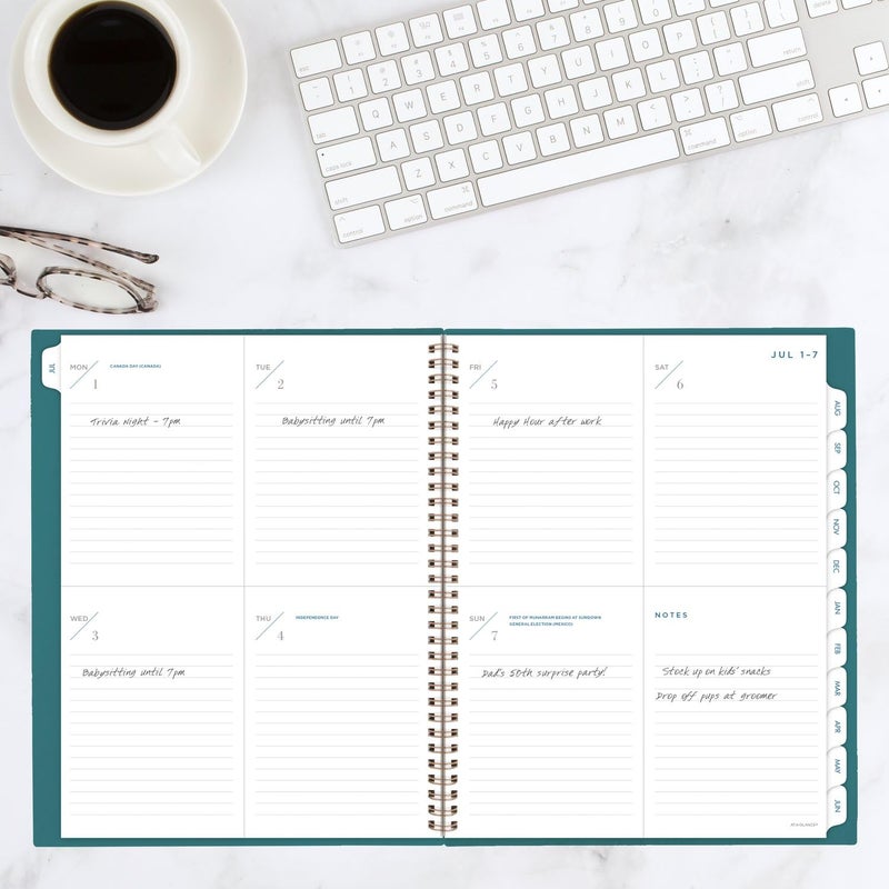 AT-A-GLANCE Planner 2024-2025 Academic, Weekly & Monthly, 8-1/2"" x 11"", Large, Monthly Tabs, Flexible Cover, Signature Lite, Teal (YP90LA12) - Image 2